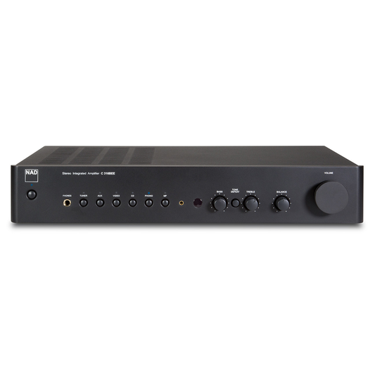 NAD C 316BEE V2 Vollverstärker mit Phono Frontansicht mit Eingangswahl, Klangreglern und Lautstärkeregler