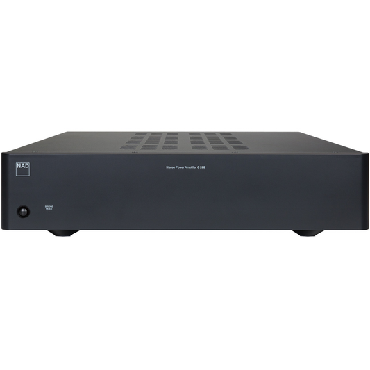 NAD C268 Stereo-Endstufe Frontansicht schwarzes Gehäuse mit Bridge-Mode-Schalter