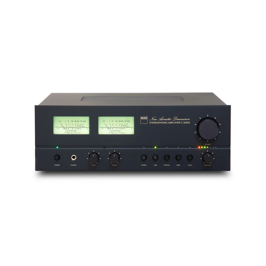 NAD C3030S Streaming-Vollverstärker Frontansicht mit VU-Meter-Anzeige