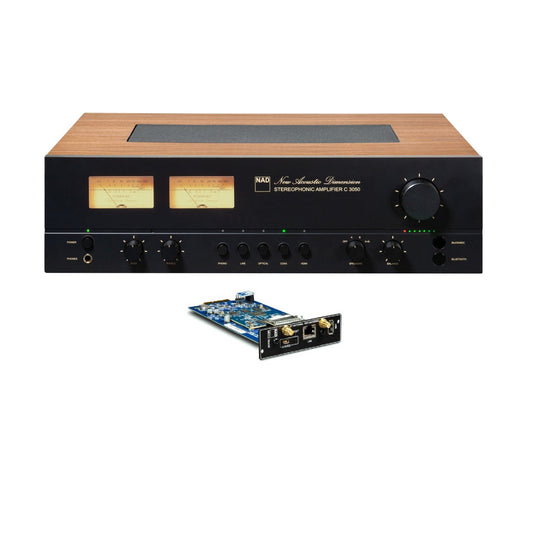 NAD C3050 BluOS Stereo Vollverstärker mit MDC2 Streaming-Modul Frontansicht