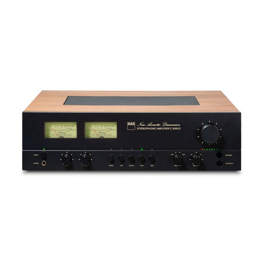 NAD C3050 BluOS Stereo Vollverstärker VU-Meter Retro Streaming Frontansicht