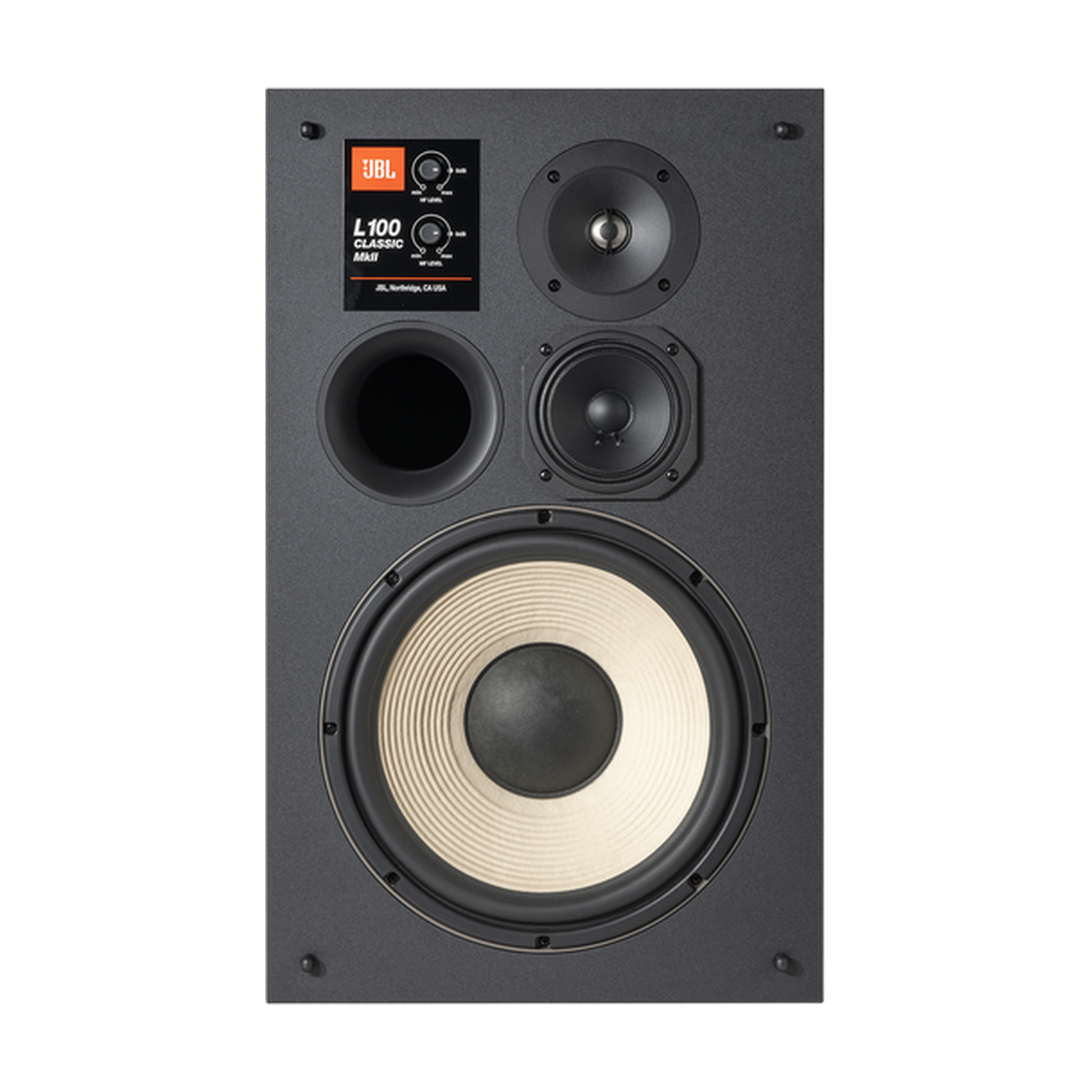 NAD C3050 + JBL L100 MKII HiFi-Set Frontansicht Lautsprecher ohne Frontgitter