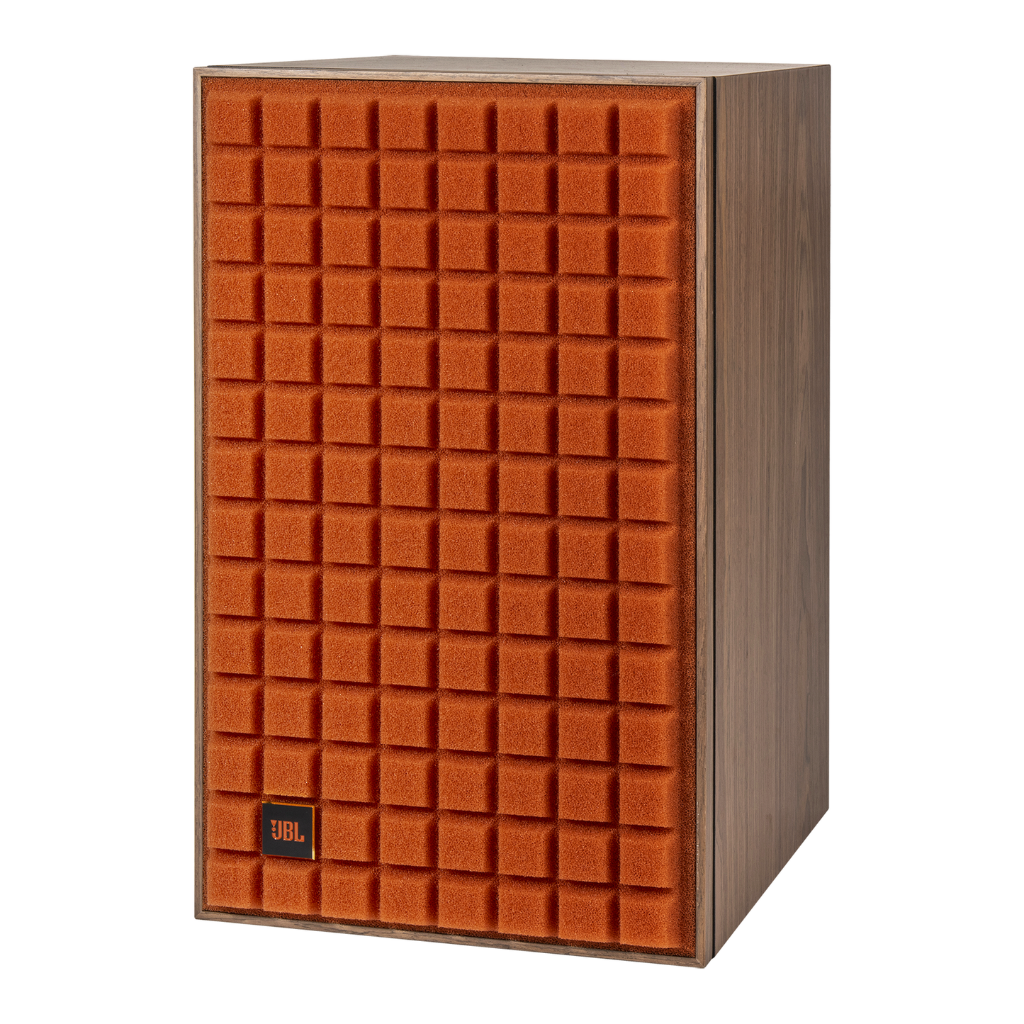 NAD C3050 + JBL L82 MKII HiFi-Set Orange JBL L82 Classic MkII Lautsprecher Schrägansicht links mit Frontgitter