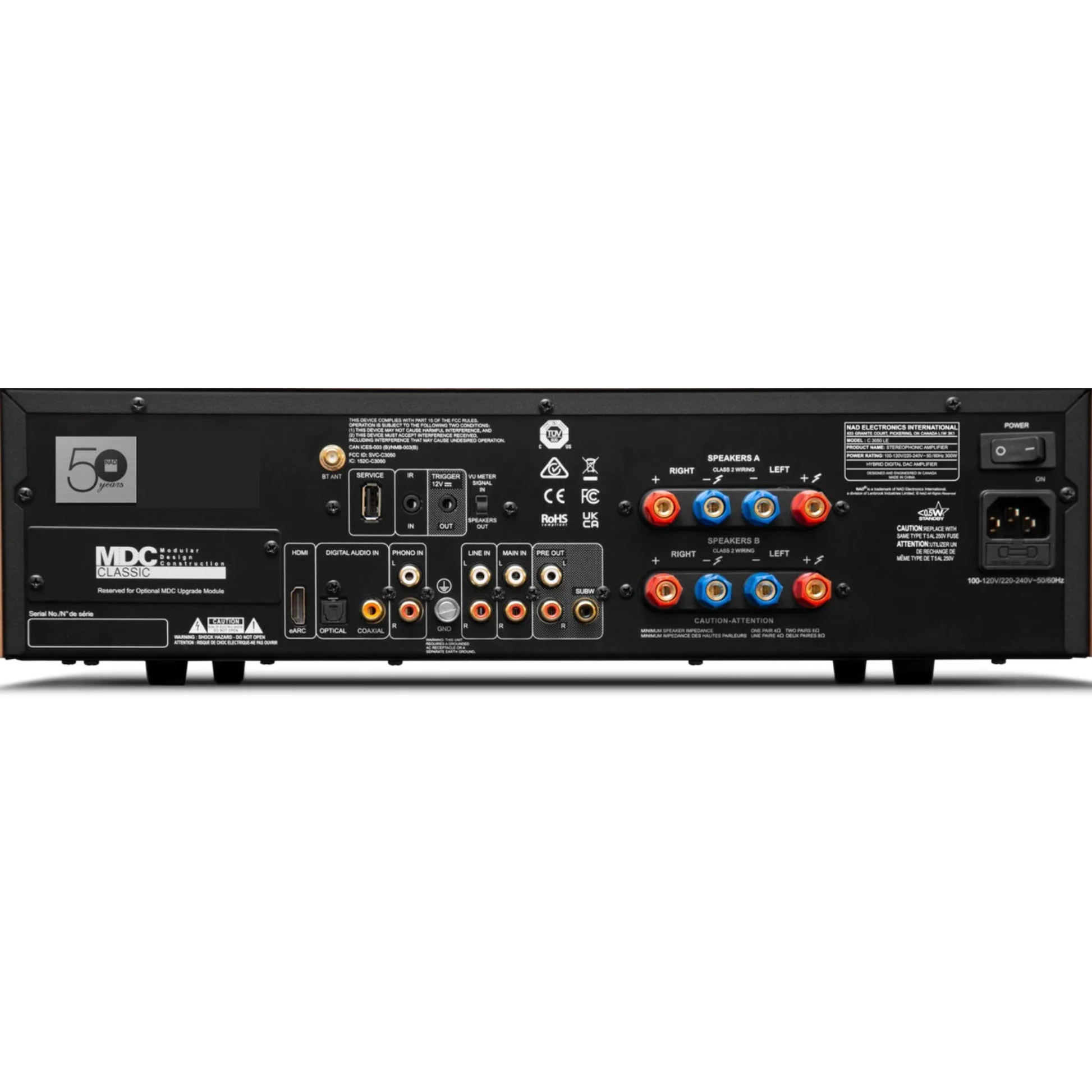 NAD C3050 + JBL L82 MKII HiFi-Set Orange Anschlussfeld Vollverstärker mit HDMI eARC, Phono und Lautsprecherklemmen