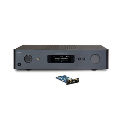 NAD C379 + MDC2 BluOS Streaming-Vollverstärker Frontansicht schwarz