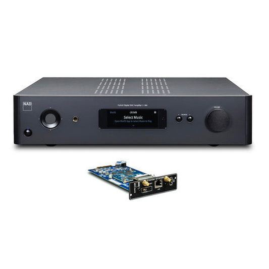 NAD C389 + MDC2 BluOS Streaming-Vollverstärker Frontansicht