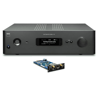 NAD C399 + MDC2 BluOS Streaming-Vollverstärker Displayansicht mit BluOS-Bedienfeld