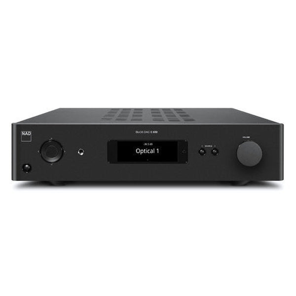 NAD C658 BluOS Streaming Vorverstärker DAC Dirac Live Frontansicht schwarz
