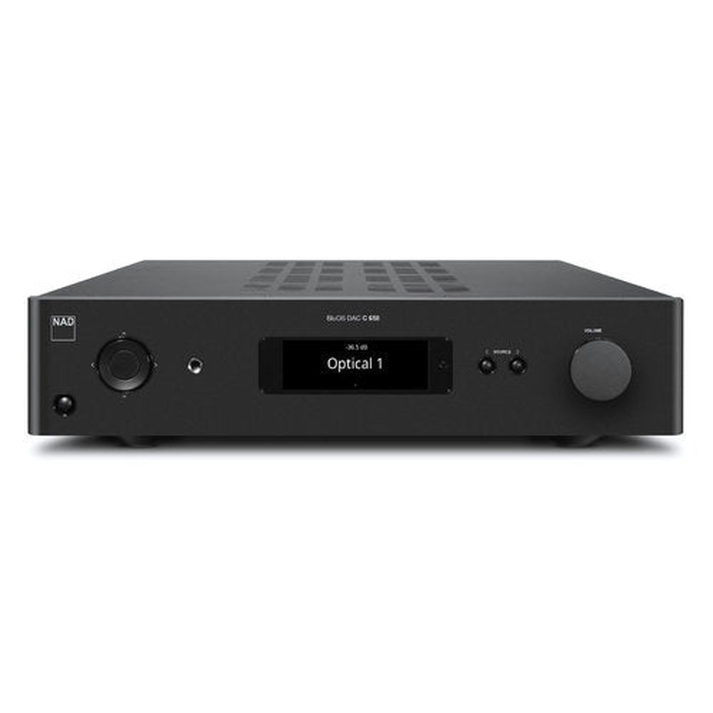 NAD C658 BluOS Streaming Vorverstärker DAC Dirac Live Frontansicht schwarz