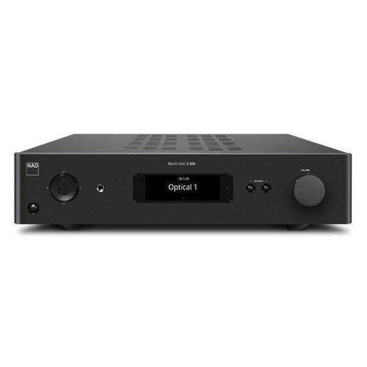 NAD C658 BluOS Streaming Vorverstärker DAC Dirac Live Frontansicht schwarz