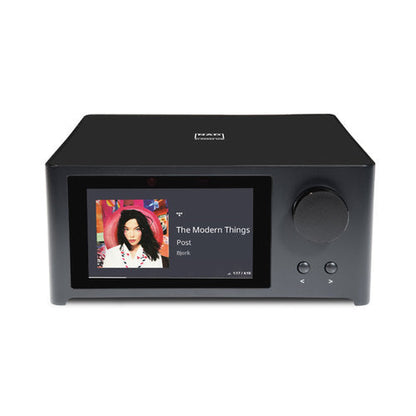 NAD C700 V2 BluOS Streaming-Vollverstärker Frontansicht mit Farbdisplay, schwarz