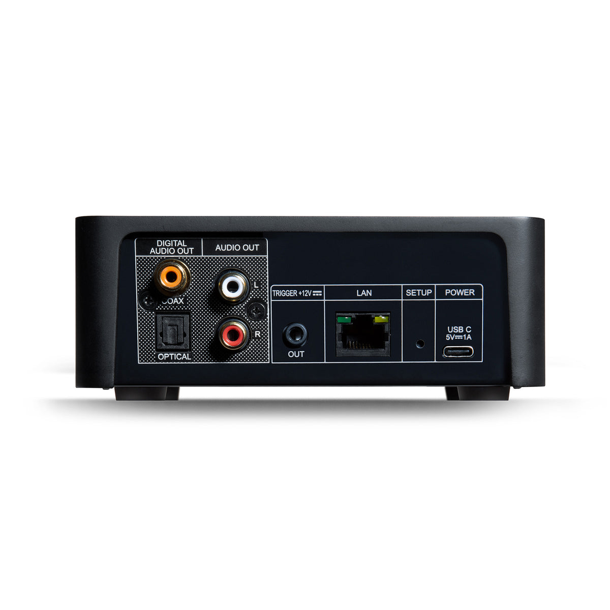 NAD CS1 Netzwerk-Streamer Anschlussfeld mit Cinch optischem und koaxialem Ausgang LAN und USB-C