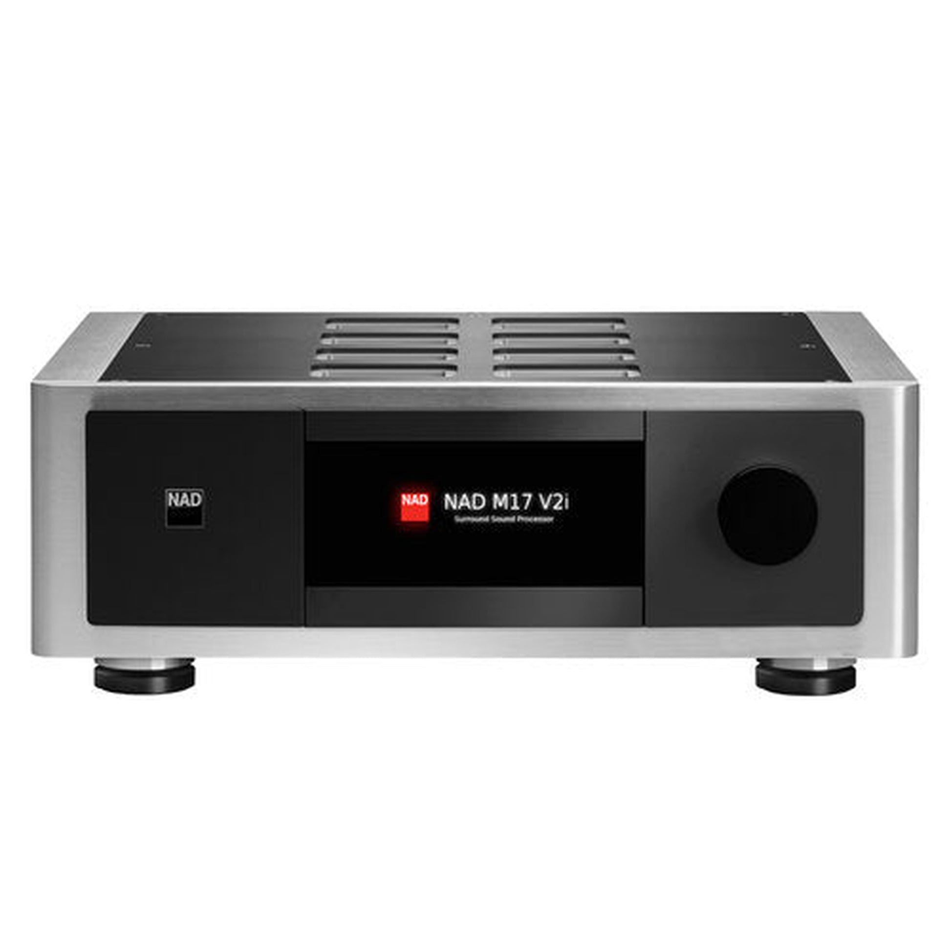 NAD M17 V2i 11.1 AV-Vorverstärker Frontansicht mit Lautstärkeregler und Display