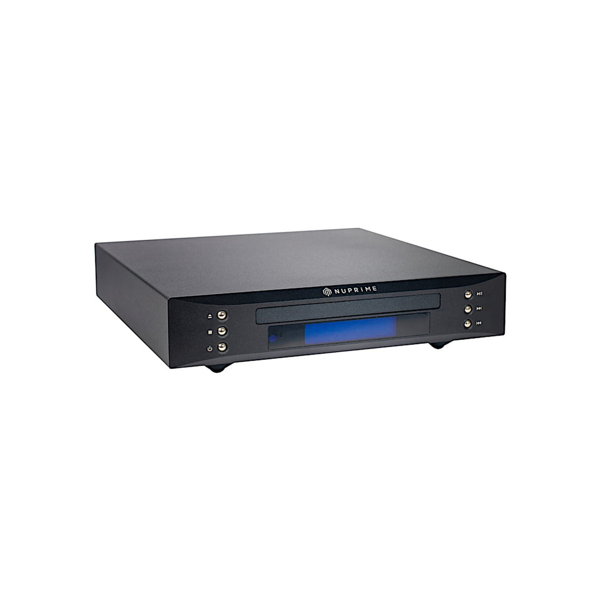 NuPrime CDT-9 CD-Transport Schrägansicht von links in Schwarz