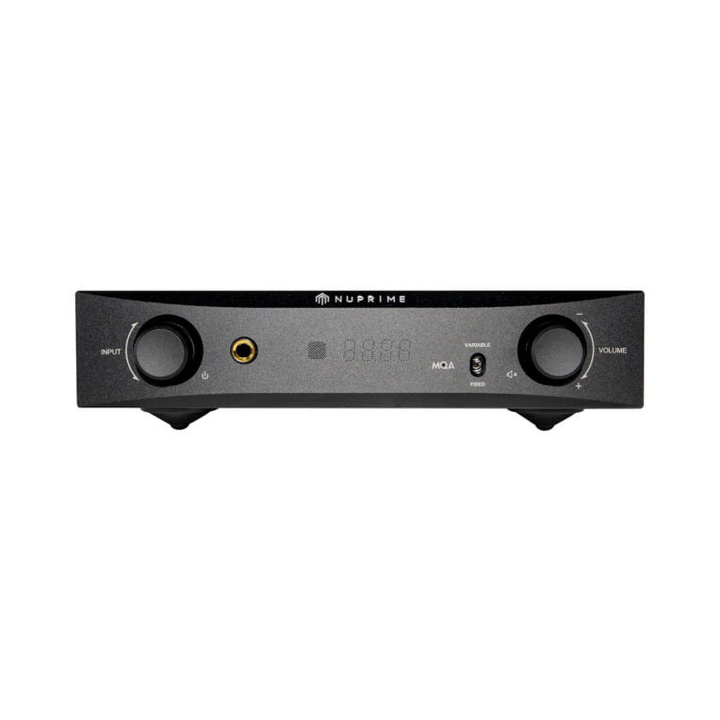NuPrime DAC-9X D/A-Wandler mit Vorstufe Frontansicht in Schwarz