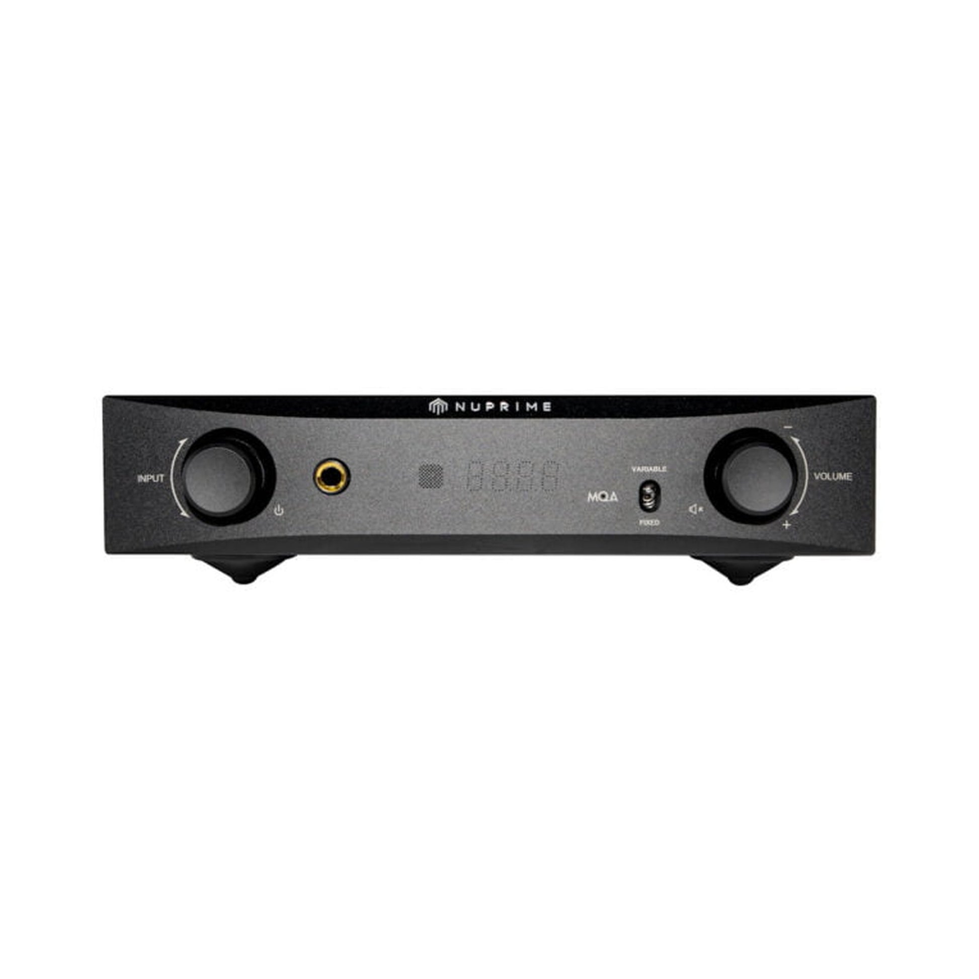 NuPrime DAC-9X D/A-Wandler mit Vorstufe Frontansicht in Schwarz