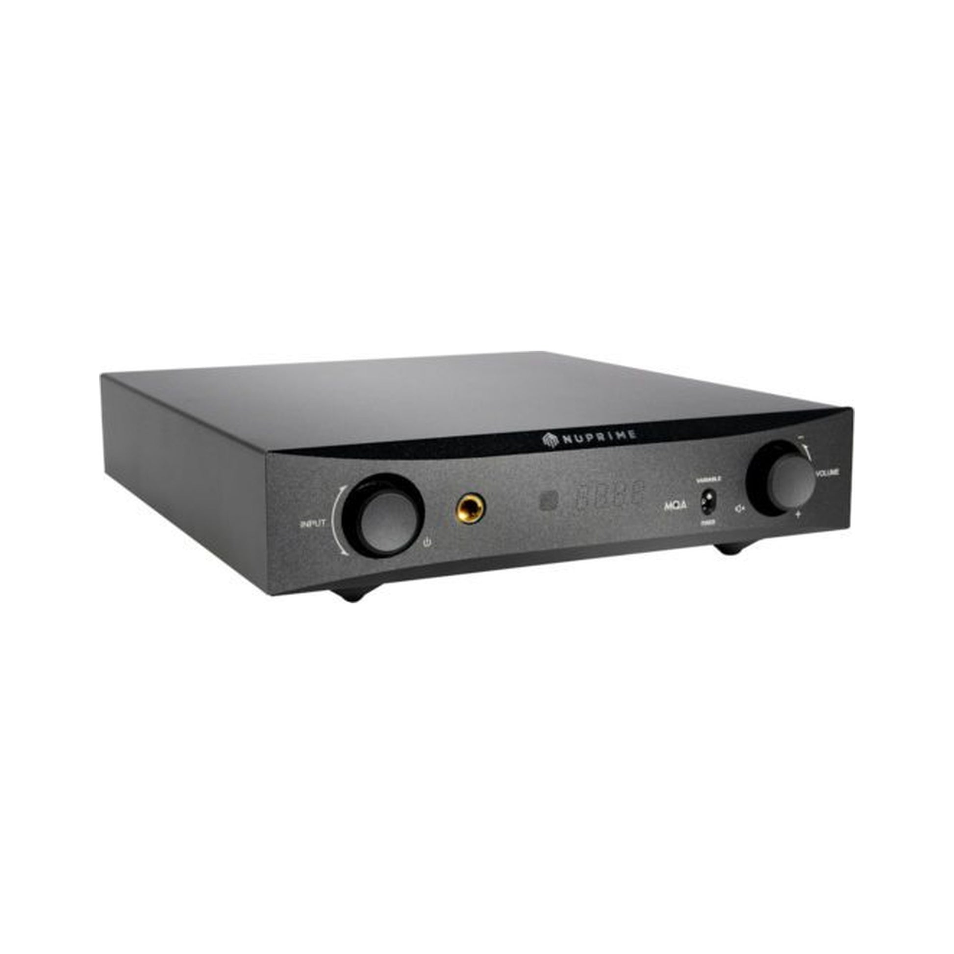 NuPrime DAC-9X D/A-Wandler mit Vorstufe Schrägansicht in Schwarz (2)