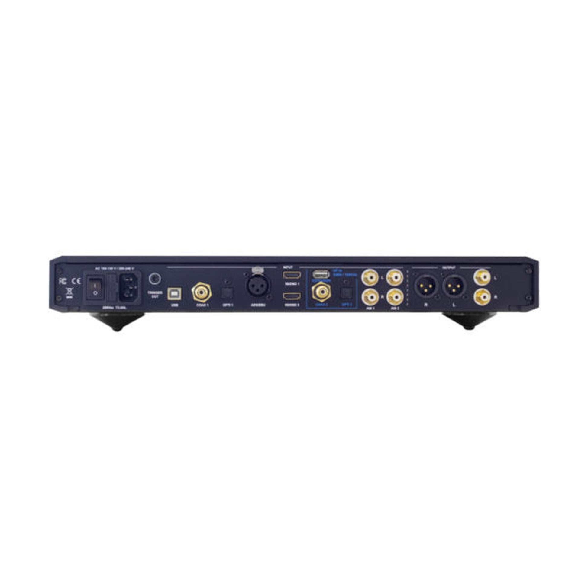 NuPrime Evolution DAC-2 D/A-Wandler Rückansicht mit XLR-, Cinch- und Digitaleingängen