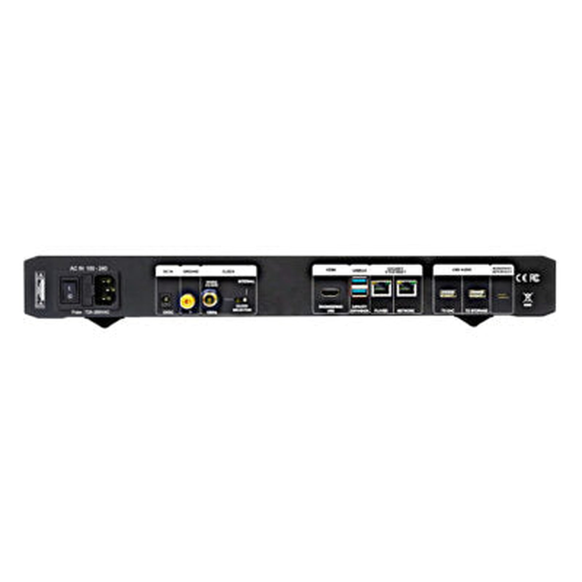 NuPrime Evolution Stream Server Musikserver Rückansicht mit HDMI-, USB-, Ethernet- und Clock-Anschlüssen