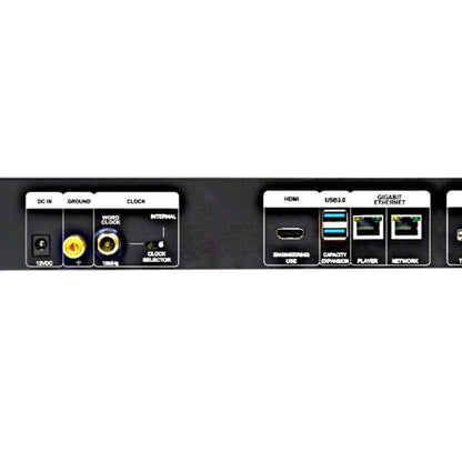 NuPrime Evolution Stream Server Musikserver Anschlussfeld mit Clock-, HDMI-, USB- und Ethernet-Buchsen