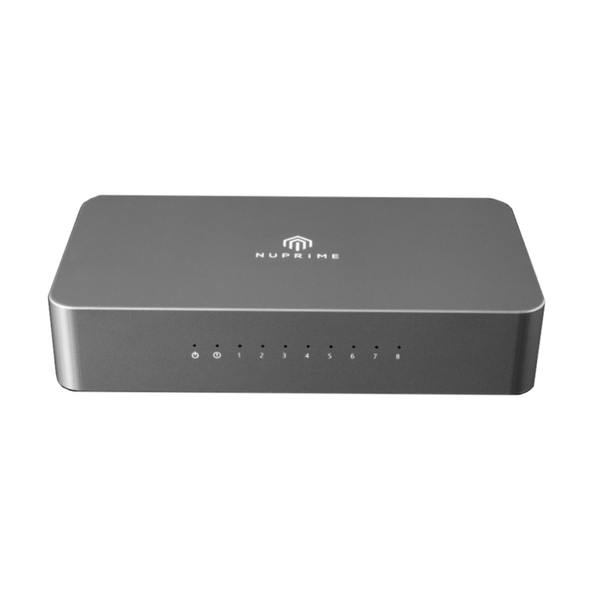 NuPrime Omnia SW-8 Netzwerk-Switch Frontansicht