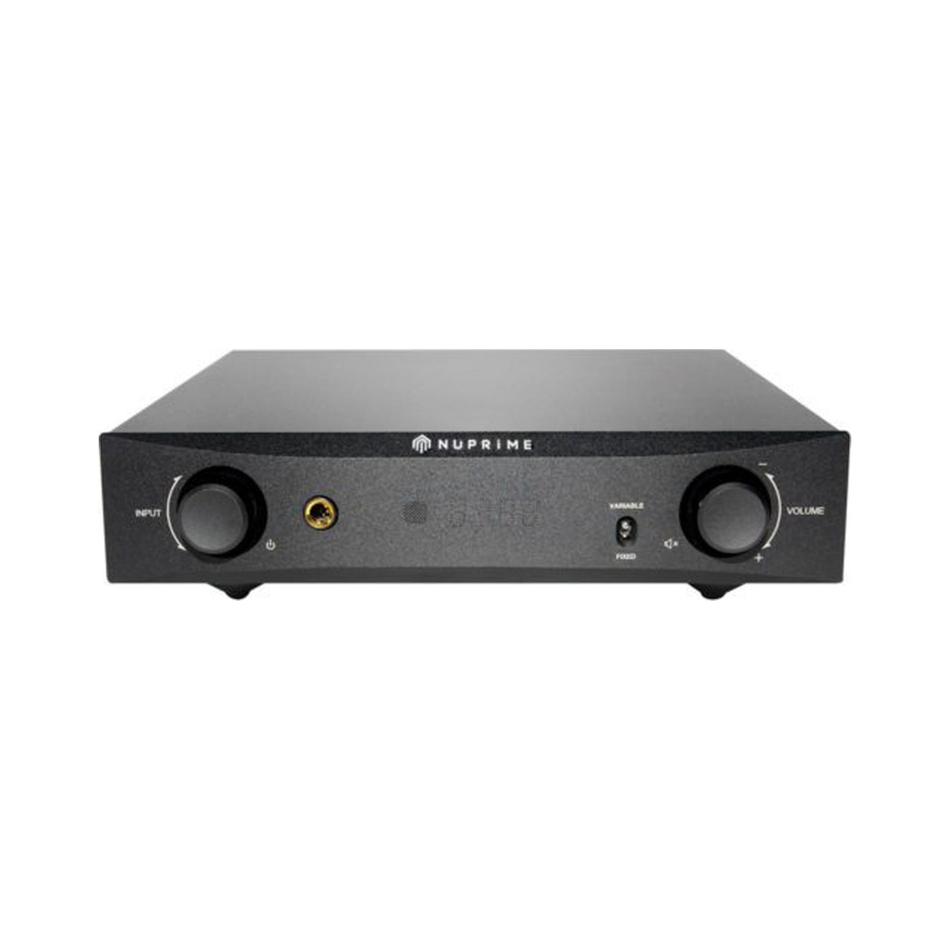 NuPrime PRA-9X Vorverstärker mit Phono Frontansicht mit Display und Bedienelementen in Schwarz