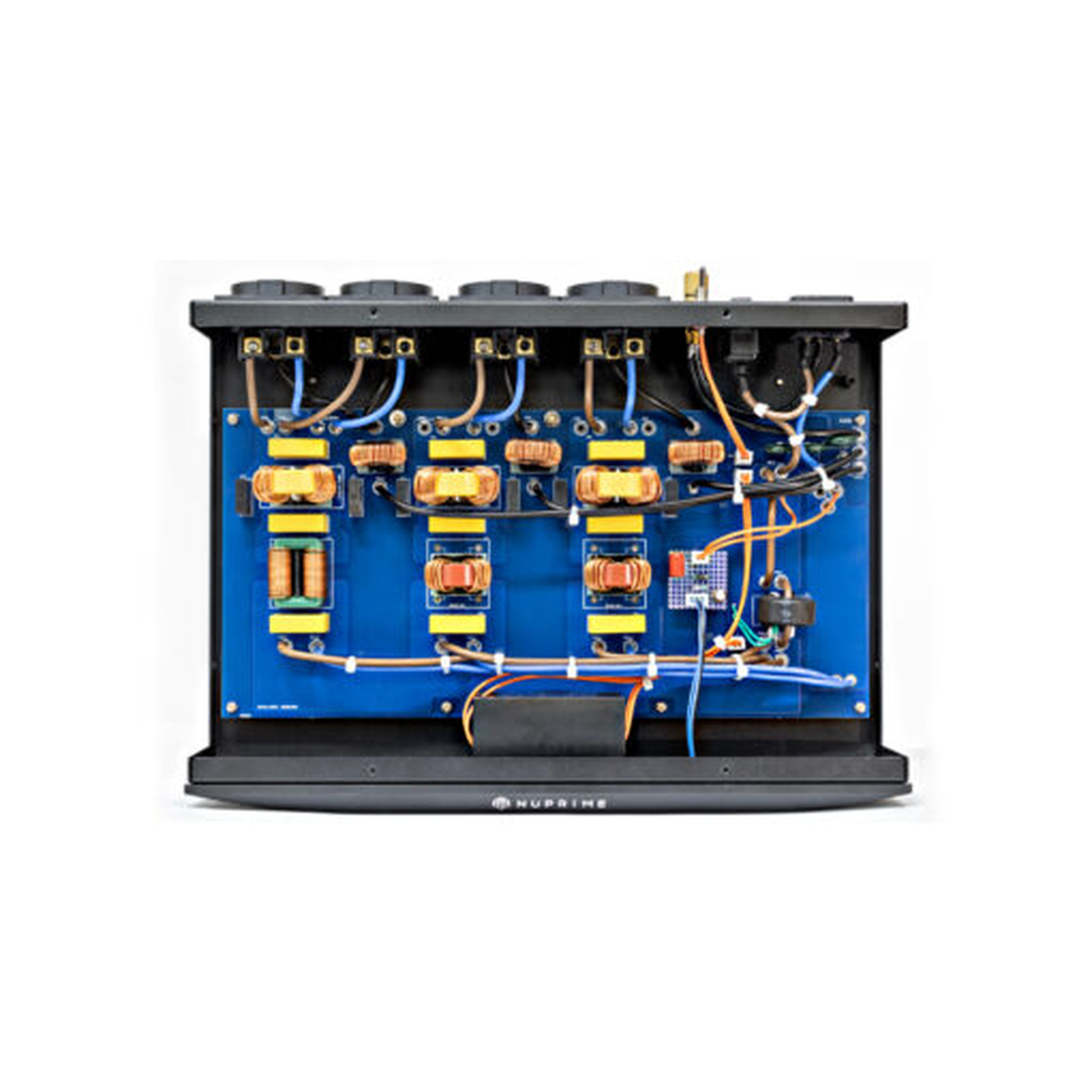 NuPrime Pure AC-4E Netzfilter-Steckdosenleiste Detailansicht des Innenaufbaus mit Filterplatinen