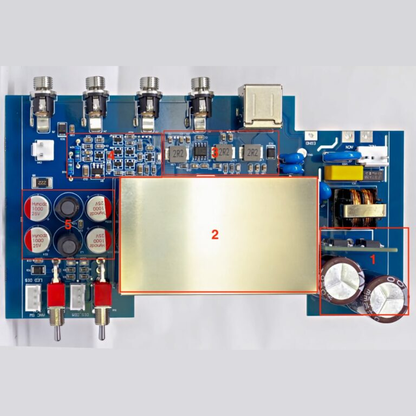 NuPrime SiGa Power75 Audio-Netzteil Detailansicht der Platine mit den GaN-Bauteilen