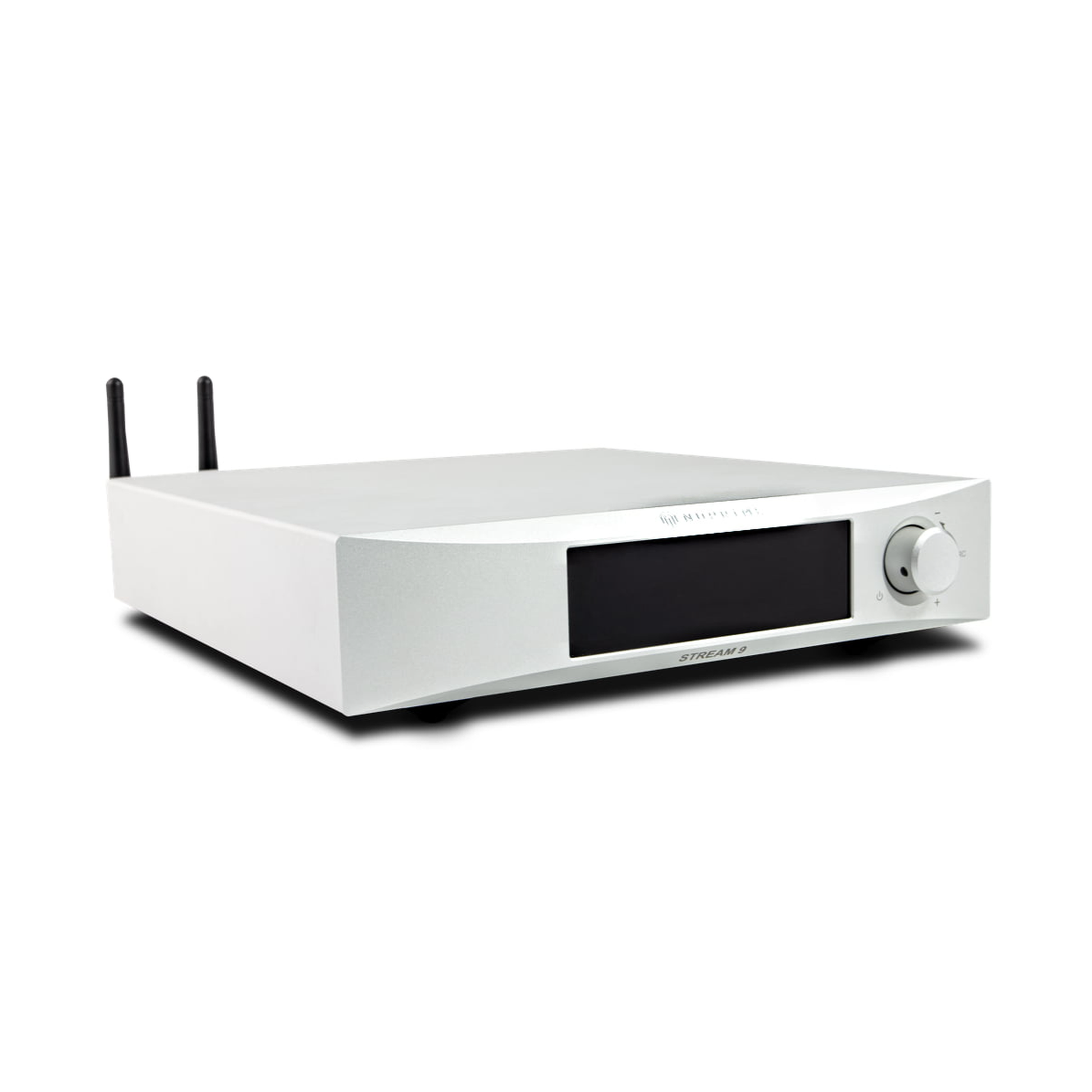 NuPrime Stream 9X Netzwerk-Streamer Schrägansicht in Silber
