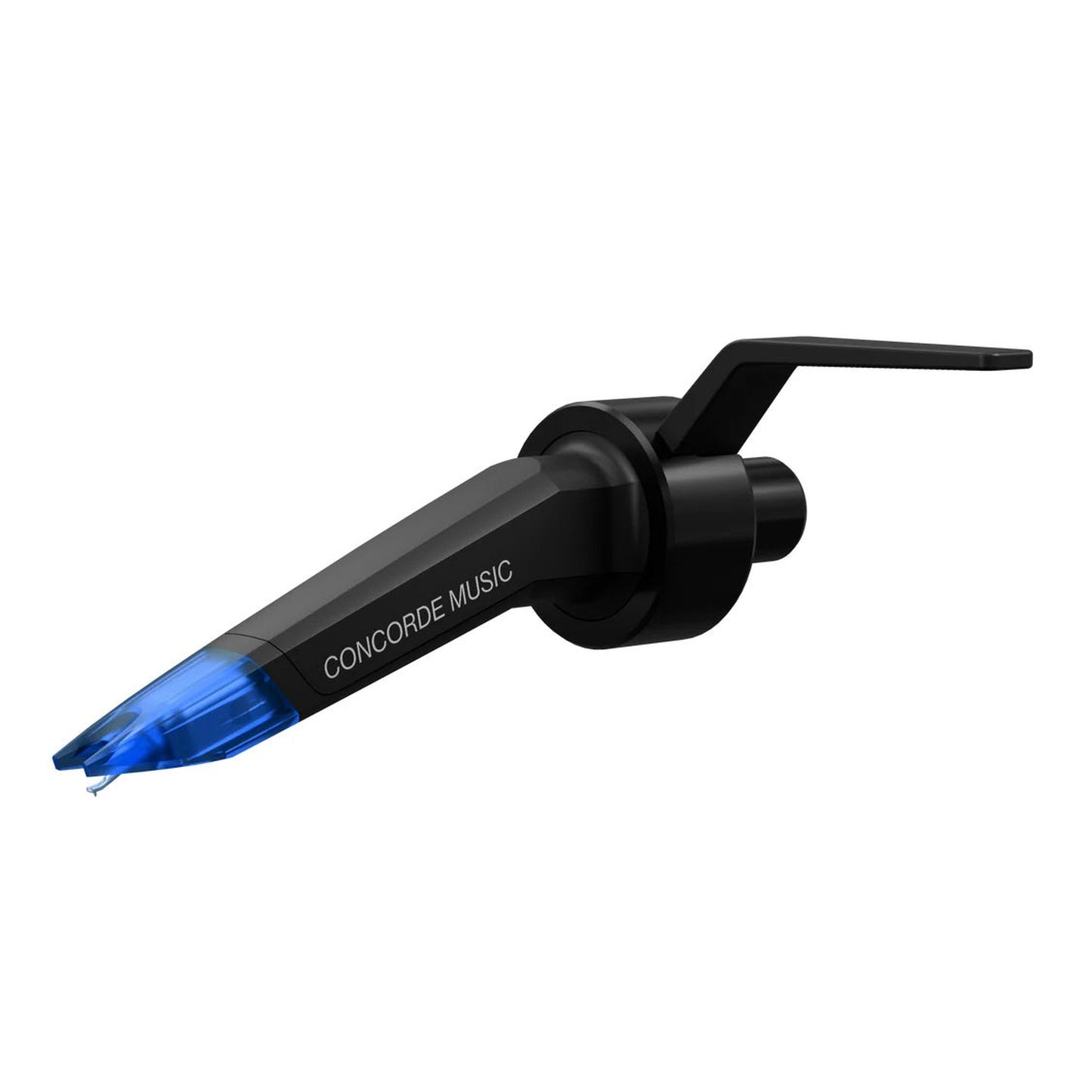 Ortofon Concorde Music Blue MM-Tonabnehmer Seitenansicht von links, leicht geneigt