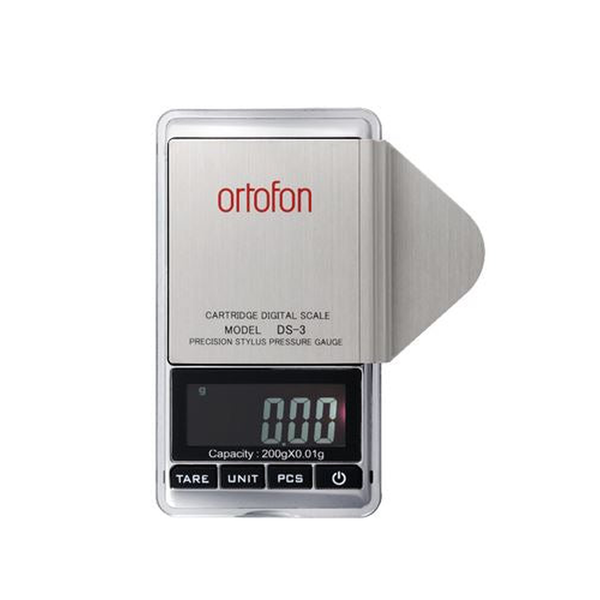 Ortofon DS-3 digitale Nadeldruckwaage Displayansicht mit Bedientasten und Waagschale