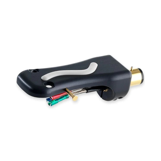 Ortofon LH-10000 Headshell Seitenansicht mit Anschlusskabeln und Bajonett-Anschluss