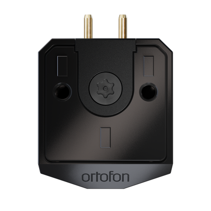 Ortofon MC Vertex MC-Tonabnehmer Draufsicht mit Befestigungsgewinde und Anschluss-Pins