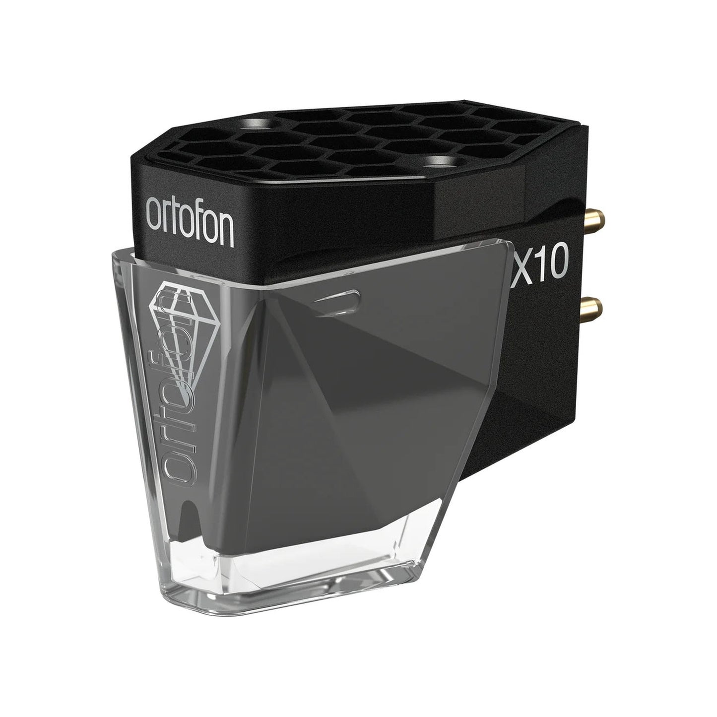 Ortofon MC X10 MC-Tonabnehmer Frontansicht mit aufgesetzter Schutzkappe