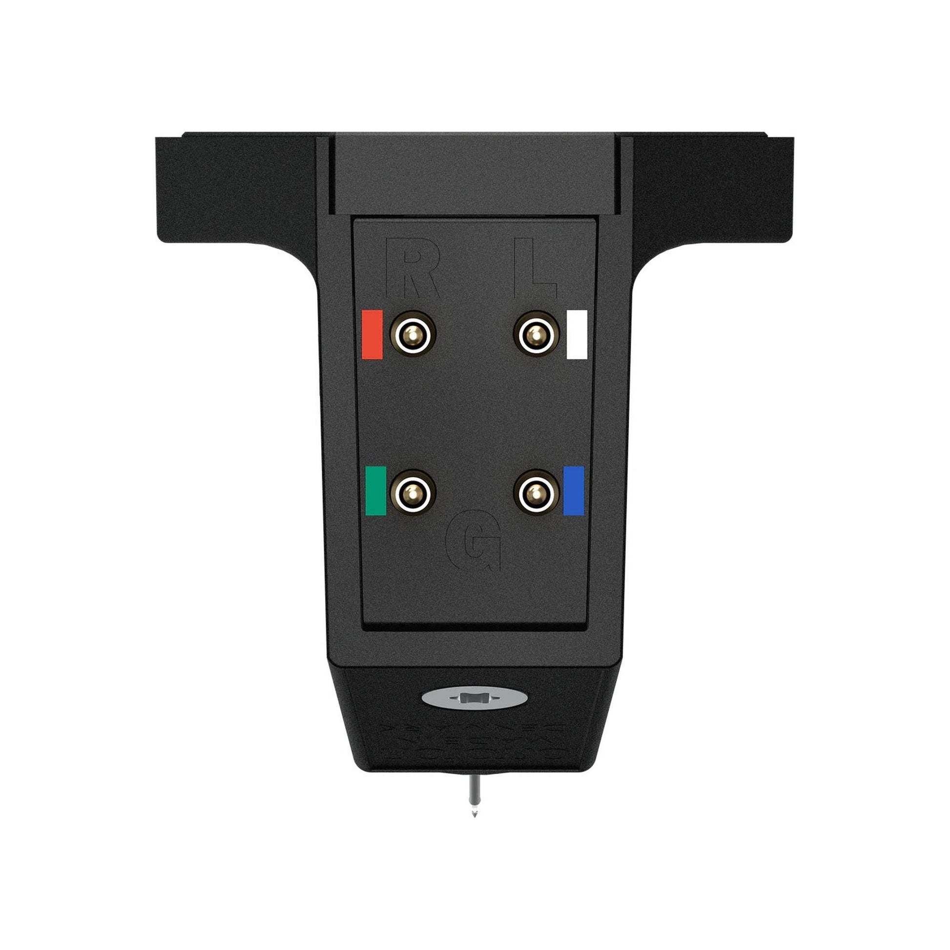 Ortofon MC X40 MC-Tonabnehmer Rückansicht mit farbcodierten Anschluss-Pins