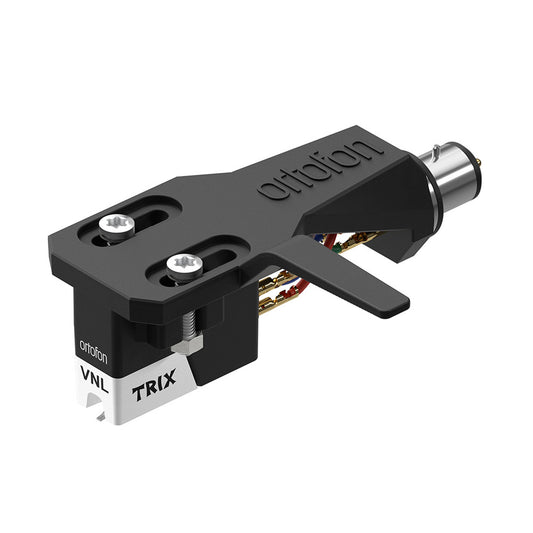 Ortofon VNL TRIX Premounted auf SH-2 DJ-Tonabnehmer Schrägansicht mit weissem Nadeleinschub