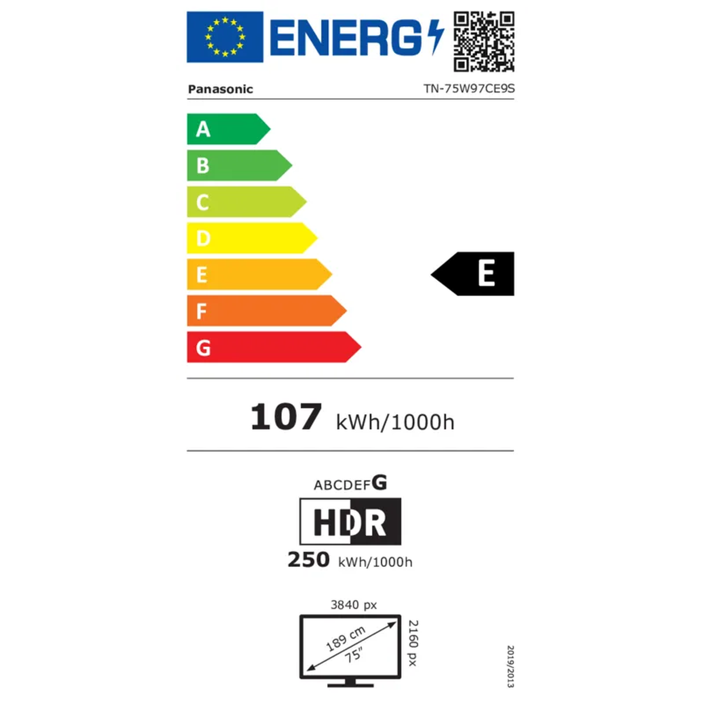 Panasonic TN-75W97CE8S Mini-LED-Fernseher EU-Energielabel Energieeffizienzklasse E