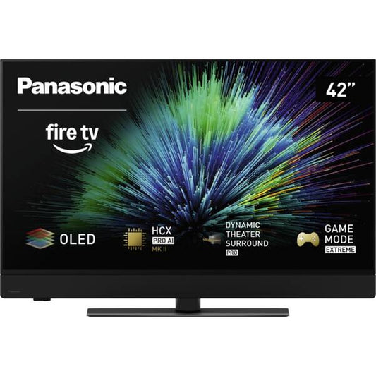 Panasonic TV-42Z90BE7A OLED-Fernseher Frontansicht mit Fire TV, HCX Pro AI MK II und Dynamic Theater Surround Pro