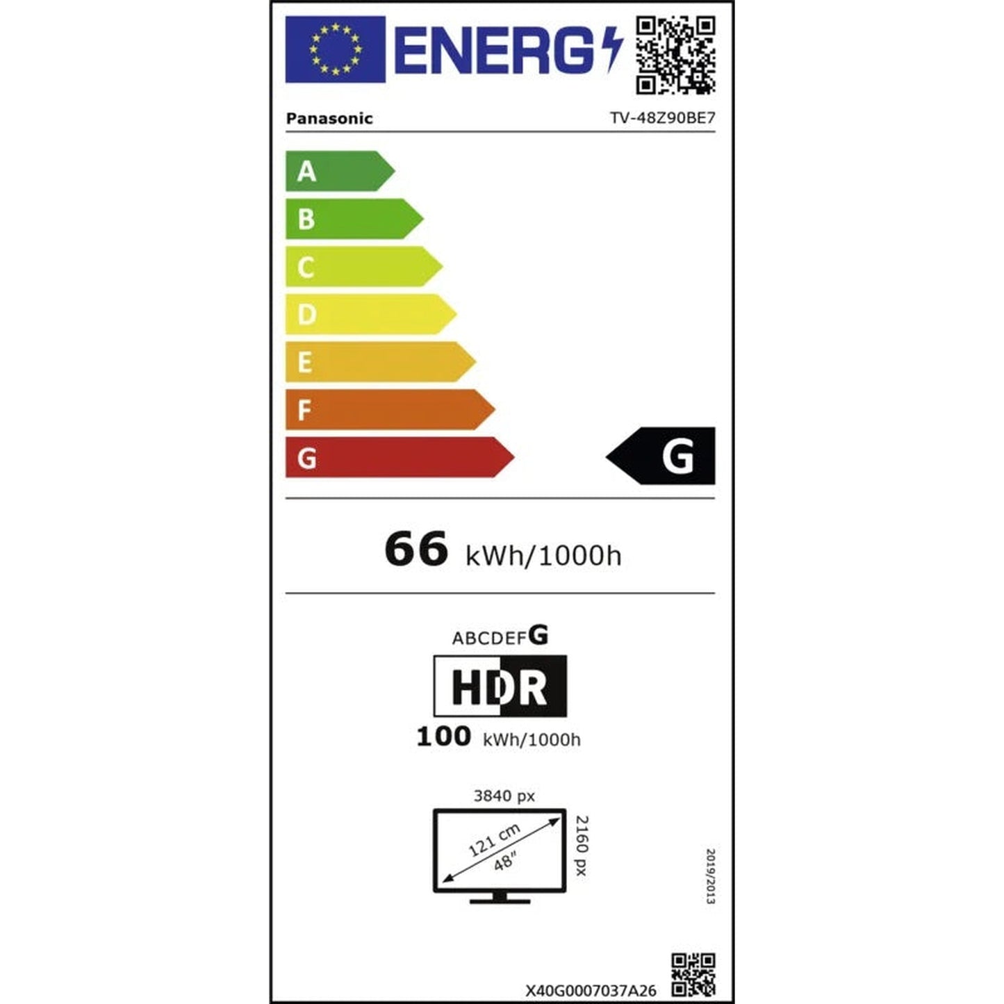 Panasonic TV-48Z90BE7A OLED-Fernseher Energieeffizienzlabel, EU-Energielabel Effizienzklasse G