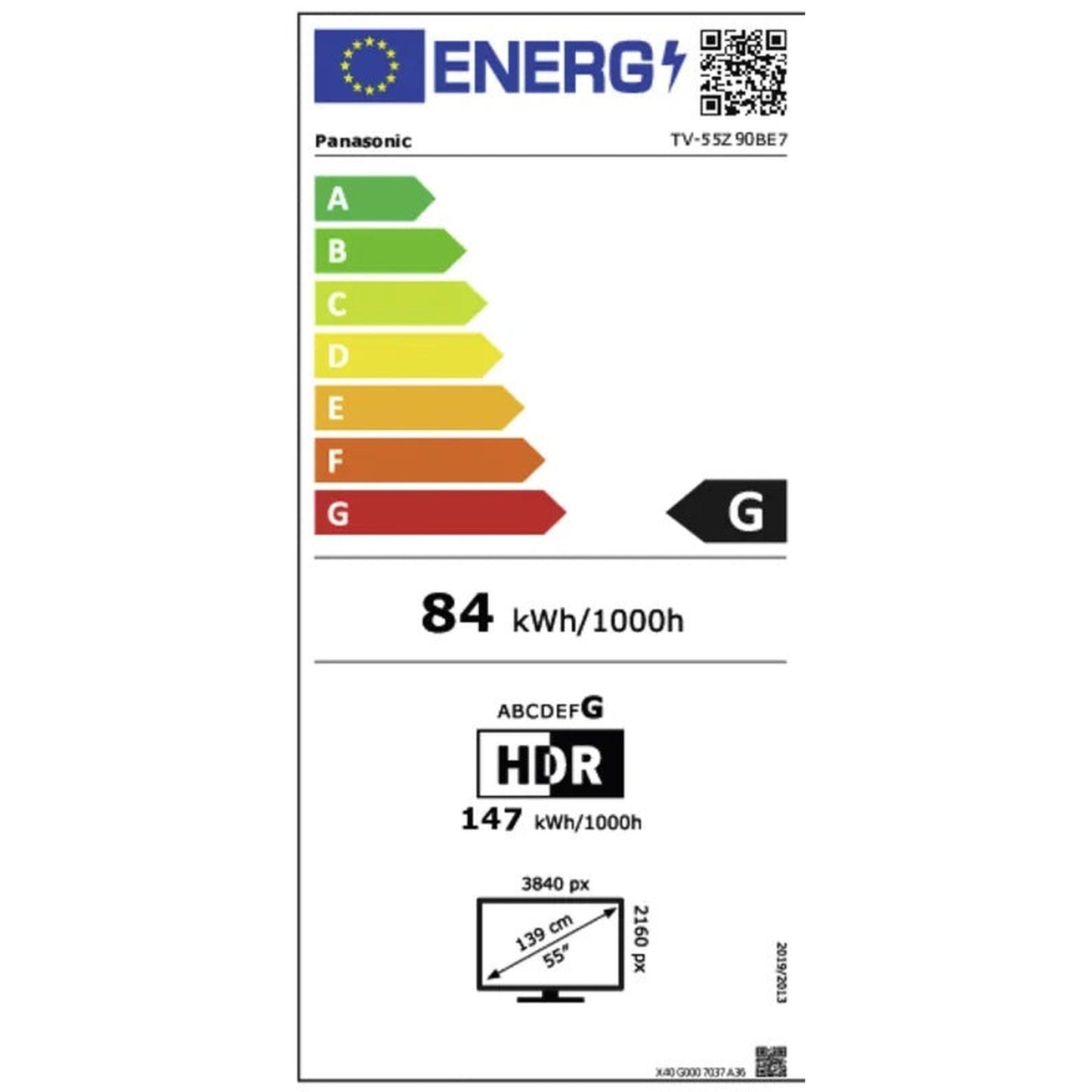 Panasonic TV-55Z90BE7A OLED-Fernseher EU-Energielabel Energieeffizienzklasse G