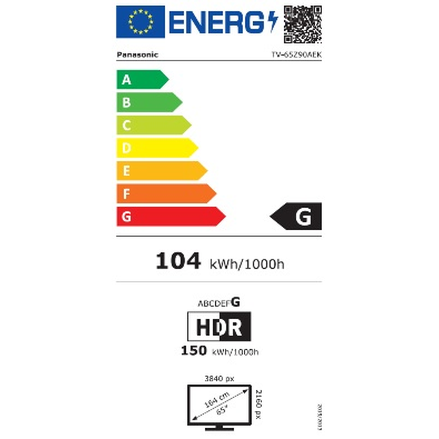 Panasonic TV-65Z90AEK OLED-Fernseher Energielabel Energieeffizienzklasse G