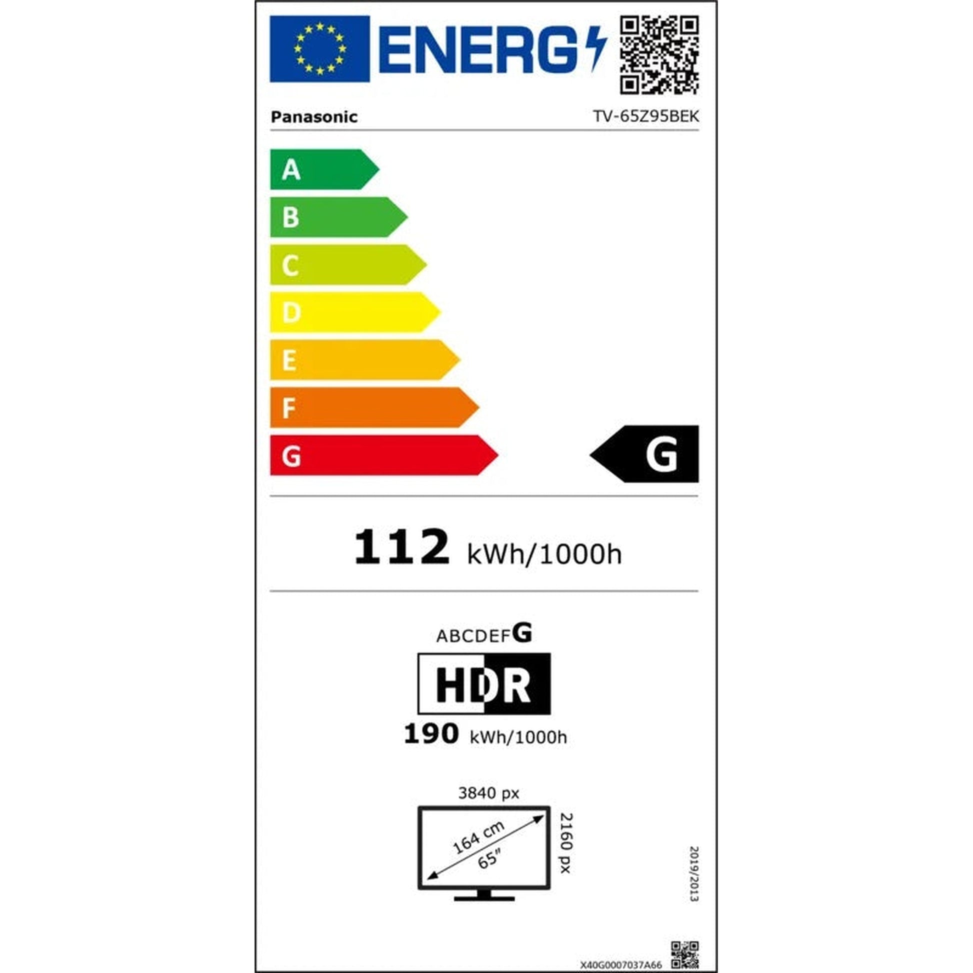 Panasonic TV-65Z95BEK OLED-Fernseher EU-Energielabel Energieeffizienzklasse G