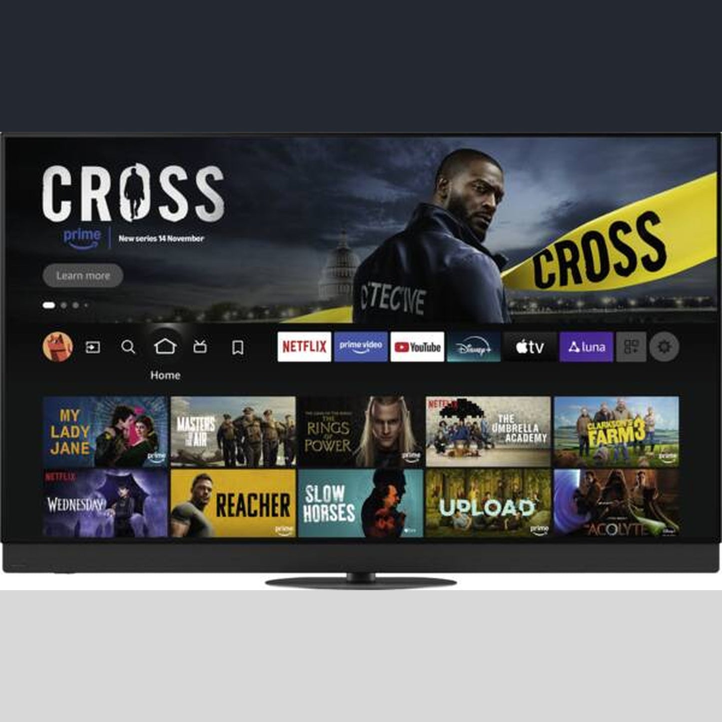 Panasonic TV-65Z95BEKA OLED Fernseher Displayansicht Smart-TV-Startbildschirm mit Streaming-Apps