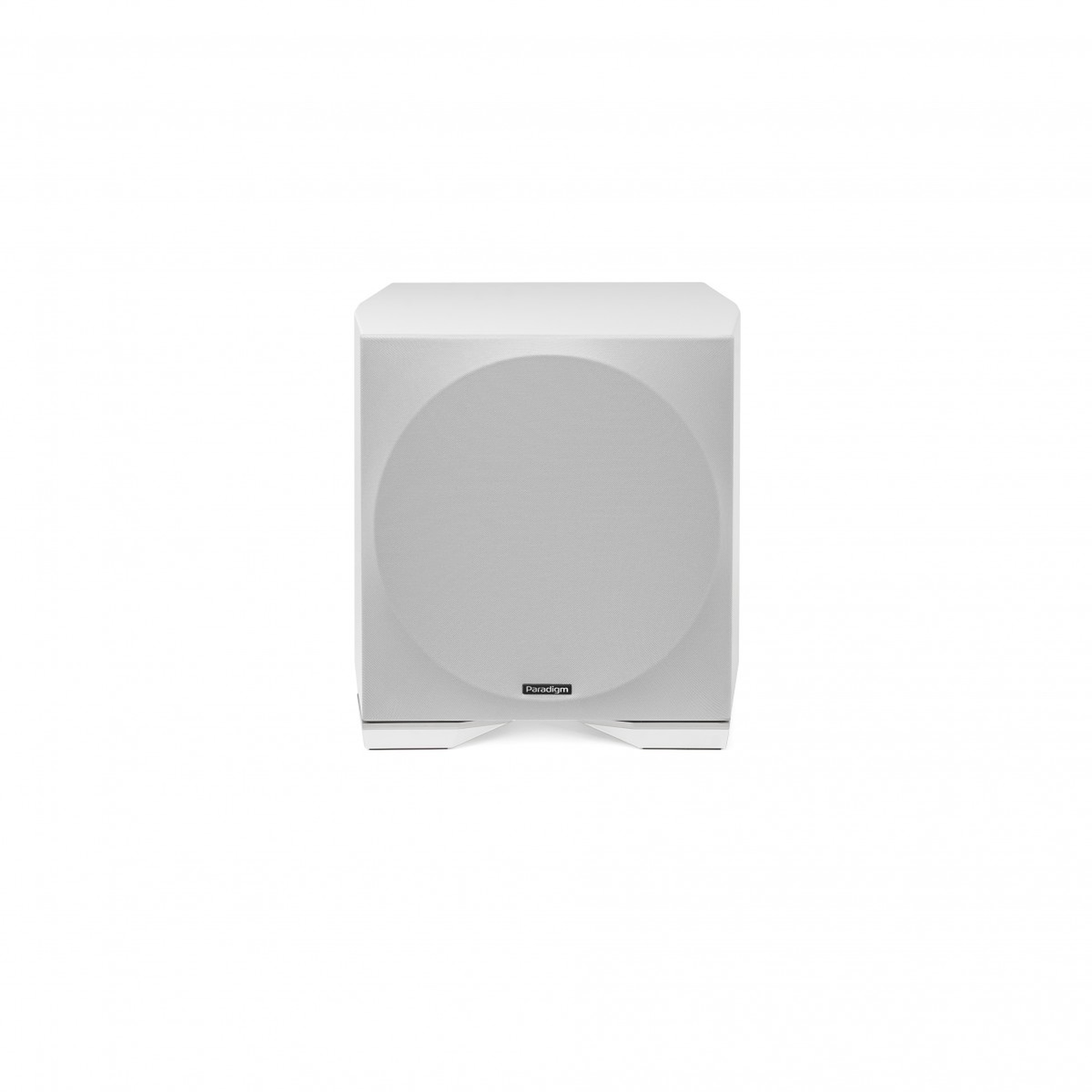 Paradigm Defiance S10 Subwoofer Frontansicht mit montierter Abdeckung, Satin White