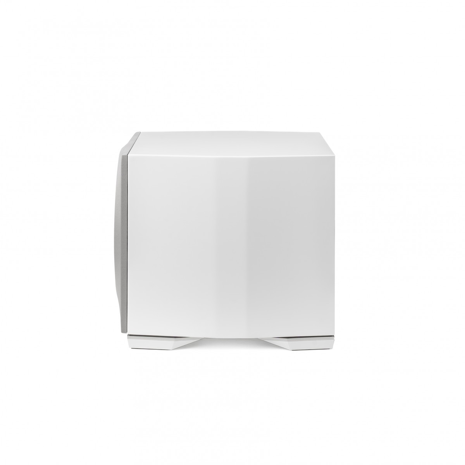 Paradigm Defiance S10 Subwoofer Seitenansicht mit montierter Abdeckung, Satin White