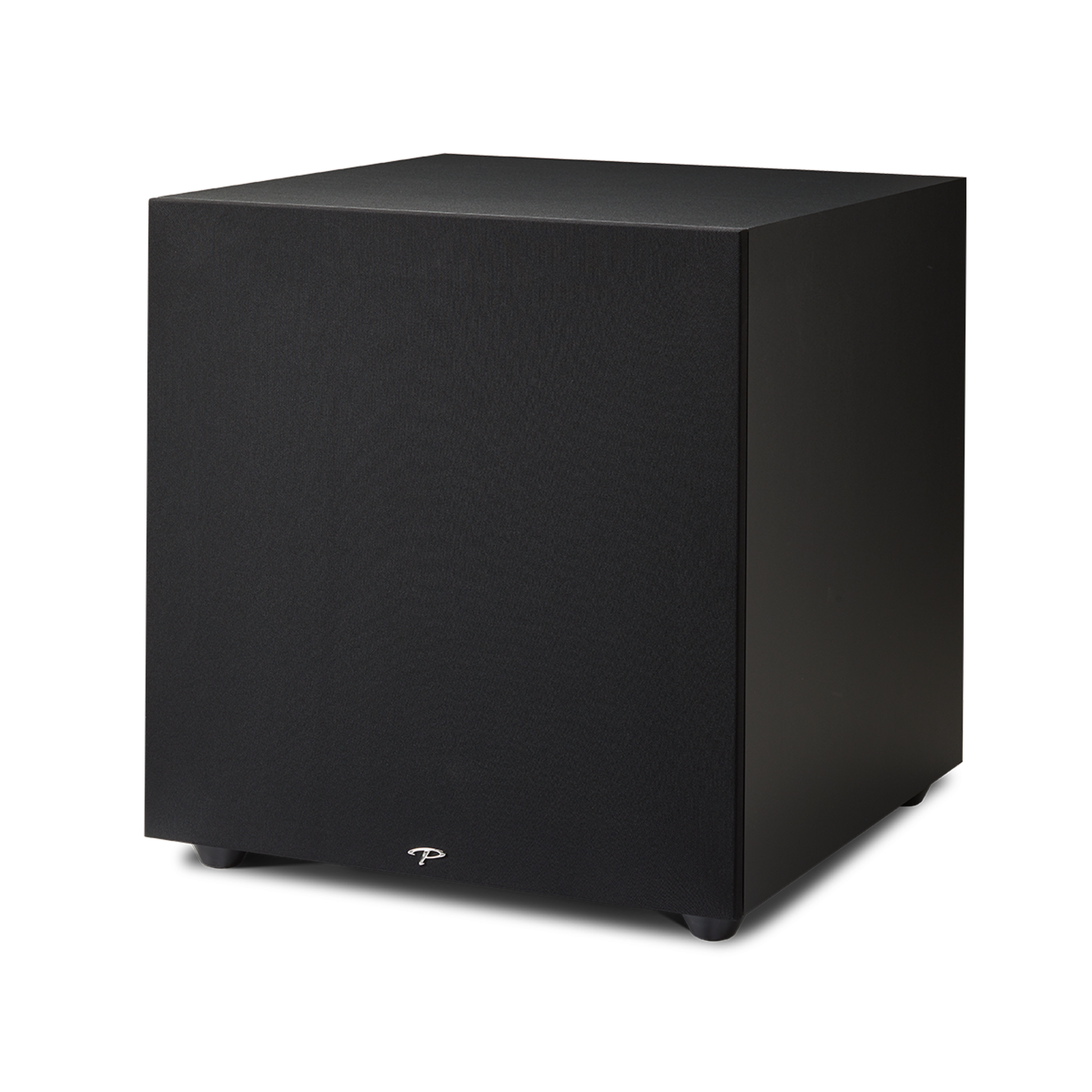 Paradigm Defiance X15 Subwoofer Schrägansicht mit montierter Abdeckung, Black Satin