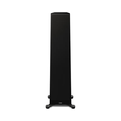 Paradigm Founder 100F Standlautsprecher Frontansicht mit montierter Abdeckung, Black Gloss