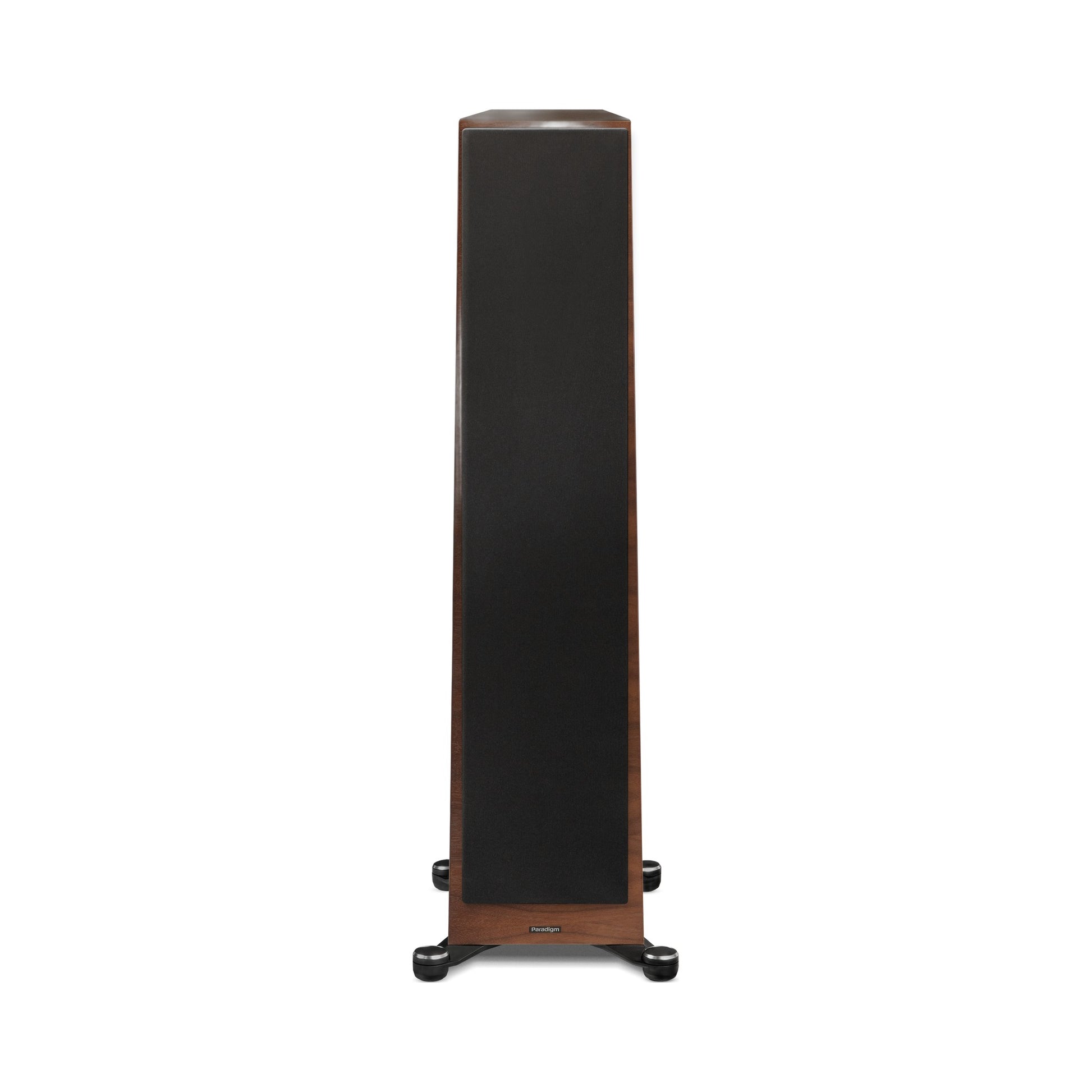 Paradigm Founder 100F Standlautsprecher Frontansicht mit montierter Abdeckung, Walnut