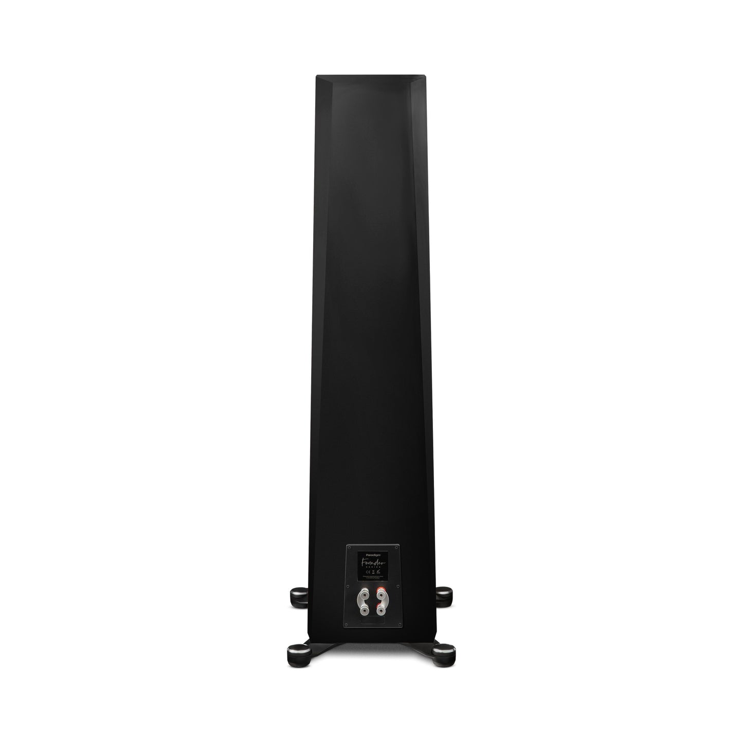 Paradigm Founder 100F Standlautsprecher Rückansicht mit Bi-Wiring-Anschlussfeld, Black Gloss