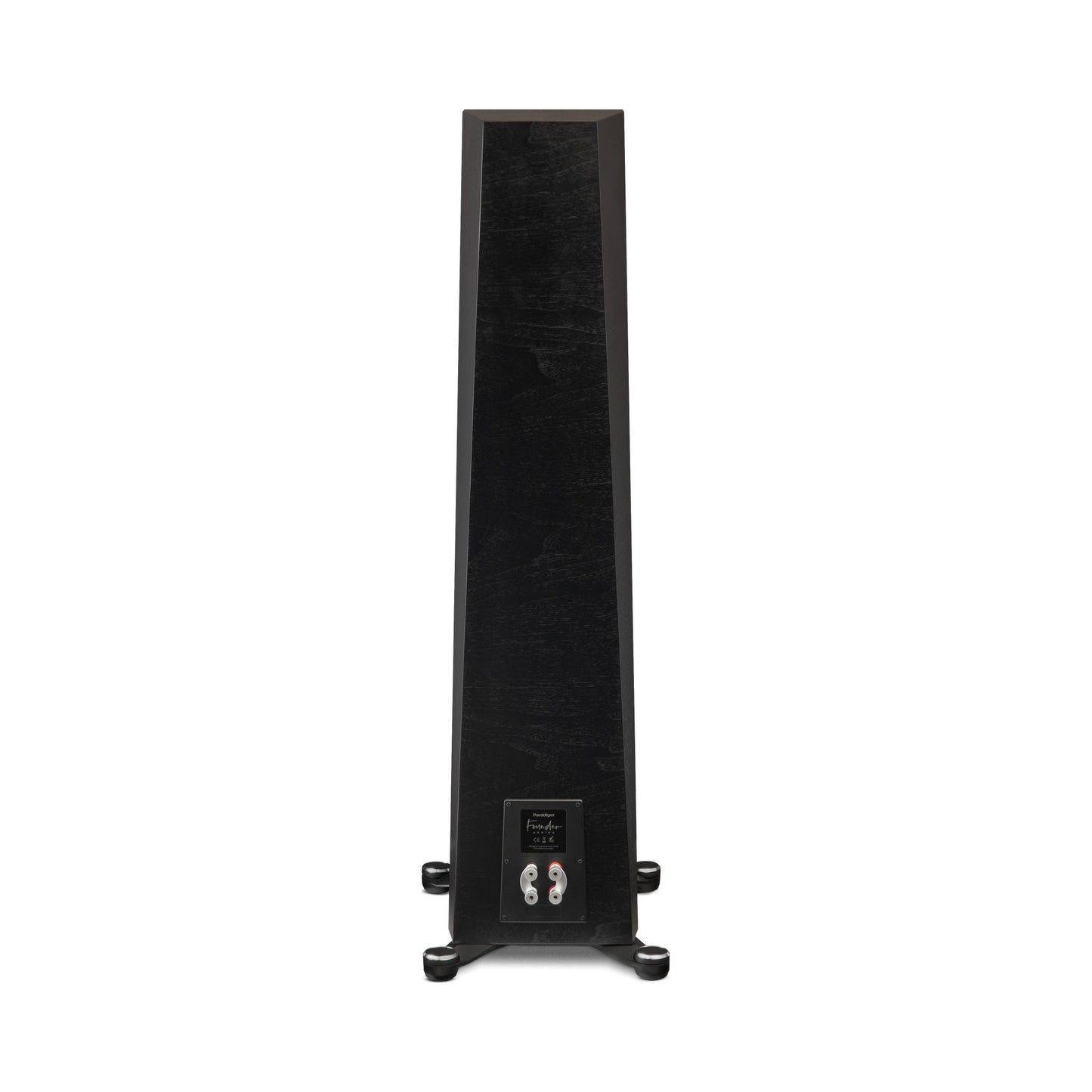 Paradigm Founder 100F Standlautsprecher Rückansicht mit Bi-Wiring-Anschlussfeld, Black Walnut